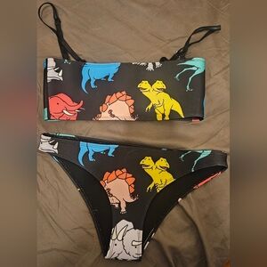 Colorful Dinosaur Print Bikini Set